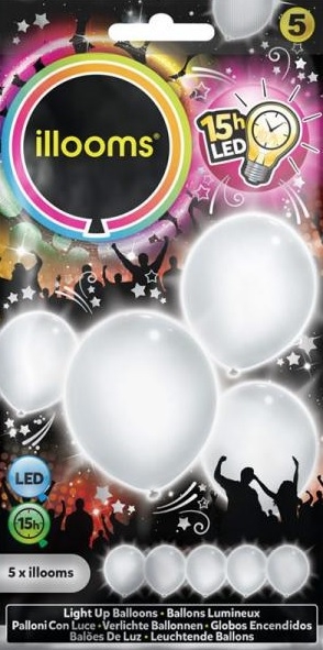 ILLOOMS 5er LED Ballon Weiss