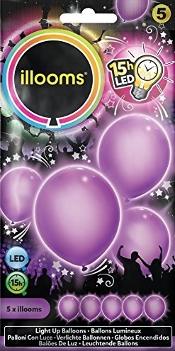 ILLOOMS 5er LED Ballon Lila