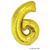 Folienballon 100cm Zahl 6 Farbe Gold