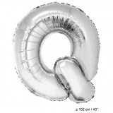 Folienballon 100cm Buchstabe Q Farbe Silber