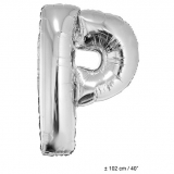 Folienballon 100cm Buchstabe P Farbe Silber