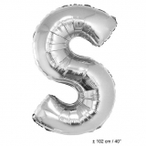 Folienballon 100cm Buchstabe S Farbe Silber
