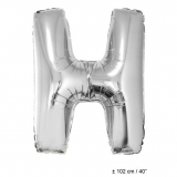 Folienballon 100cm Buchstabe H Farbe Silber