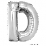 Folienballon 100cm Buchstabe D Farbe Silber